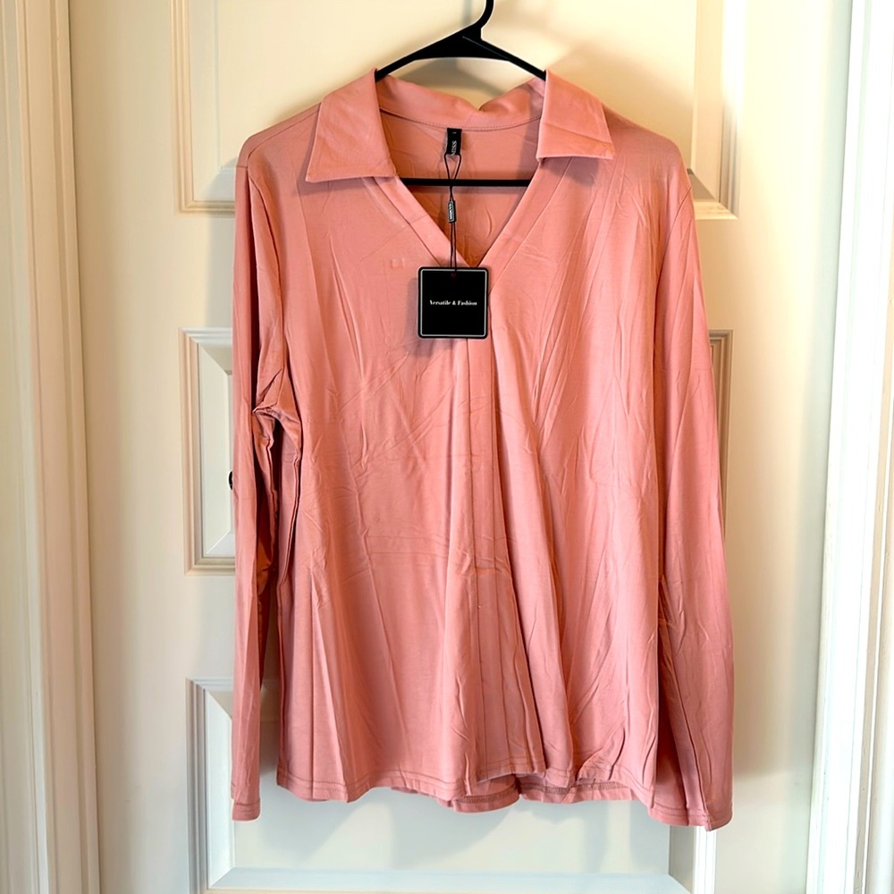 Light Pink Collared Long Sleeve Shirt